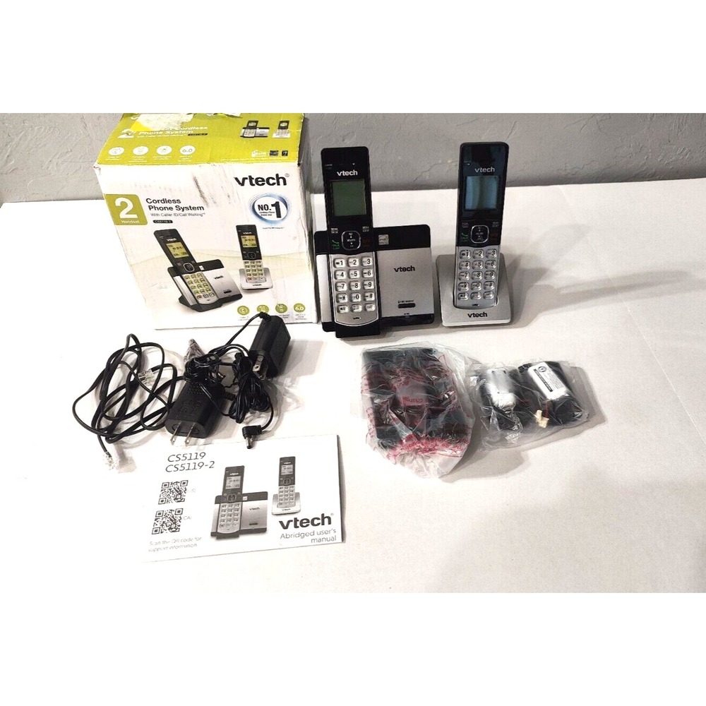 VTech - CS5119-2‎ DECT 6.0 Expandable Cordless Phone System - Gray/Black